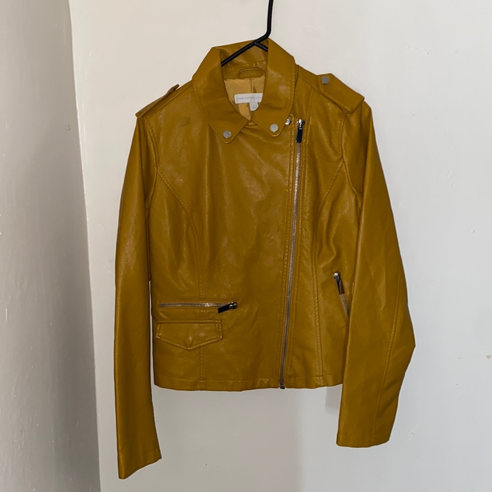 Ny&Co Leather Jacket In Mustard